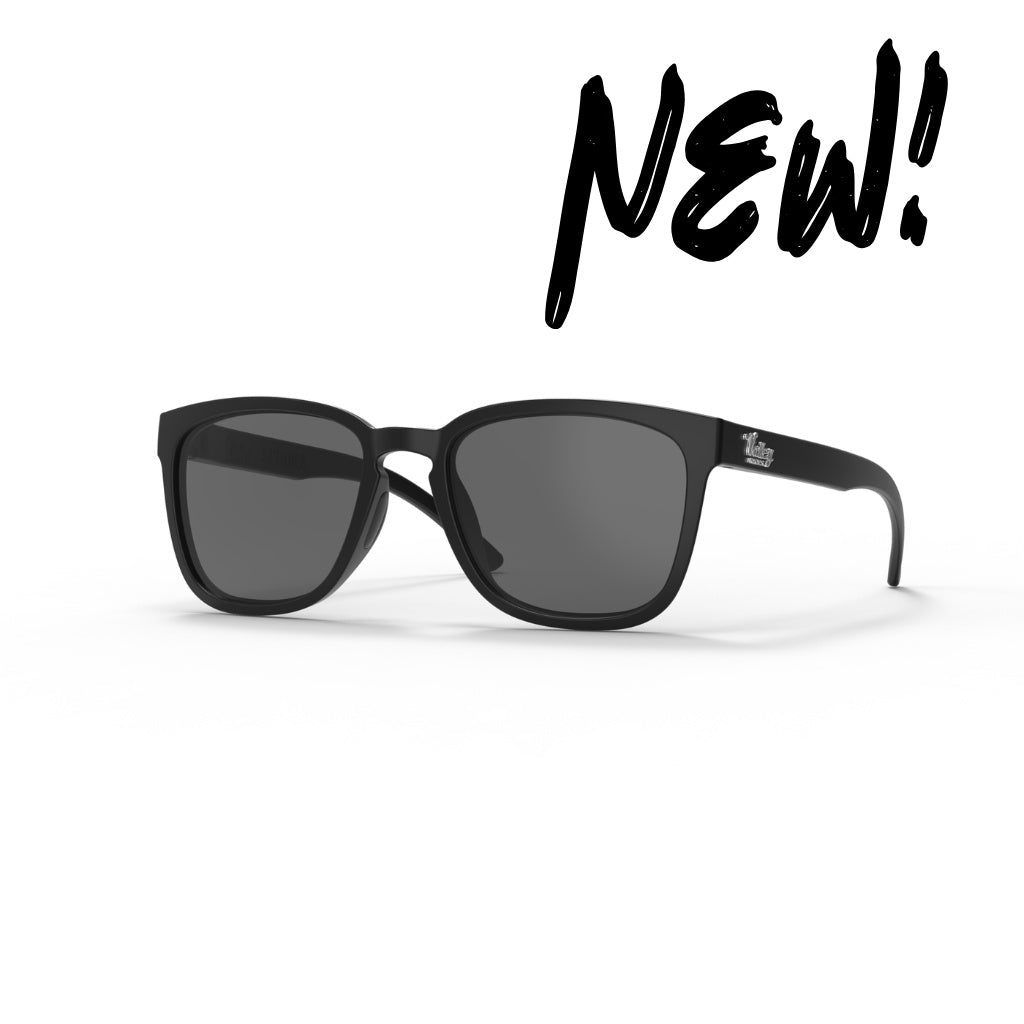 sedona sunglasses by valley rays. matte black with grey lens