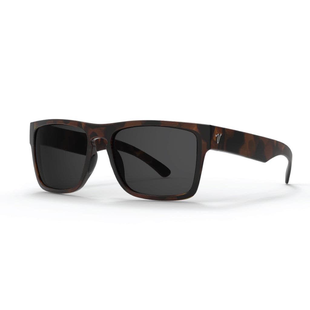 2024 popular tortoise shell sunglasses with grey lens featuring top-quality 2mm nylon lens for clarity, durability, and scratch resistance. Includes best-in-industry bio resin TR90 frame with Valley Rays V logo on the temple arm