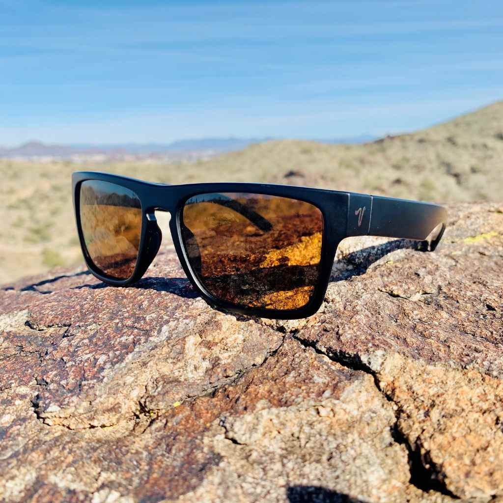 2024 popular matte tortoise sunglasses with brown lens featuring top-quality 2mm nylon lens for clarity, durability, and scratch resistance. Includes best-in-industry bio resin TR90 frame with Valley Rays V logo on the temple arm